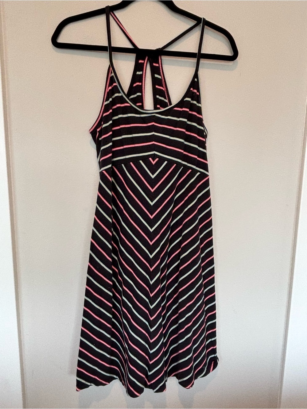 Patagonia Black Dress with Pink and White Stripes - Sleeveless Mini